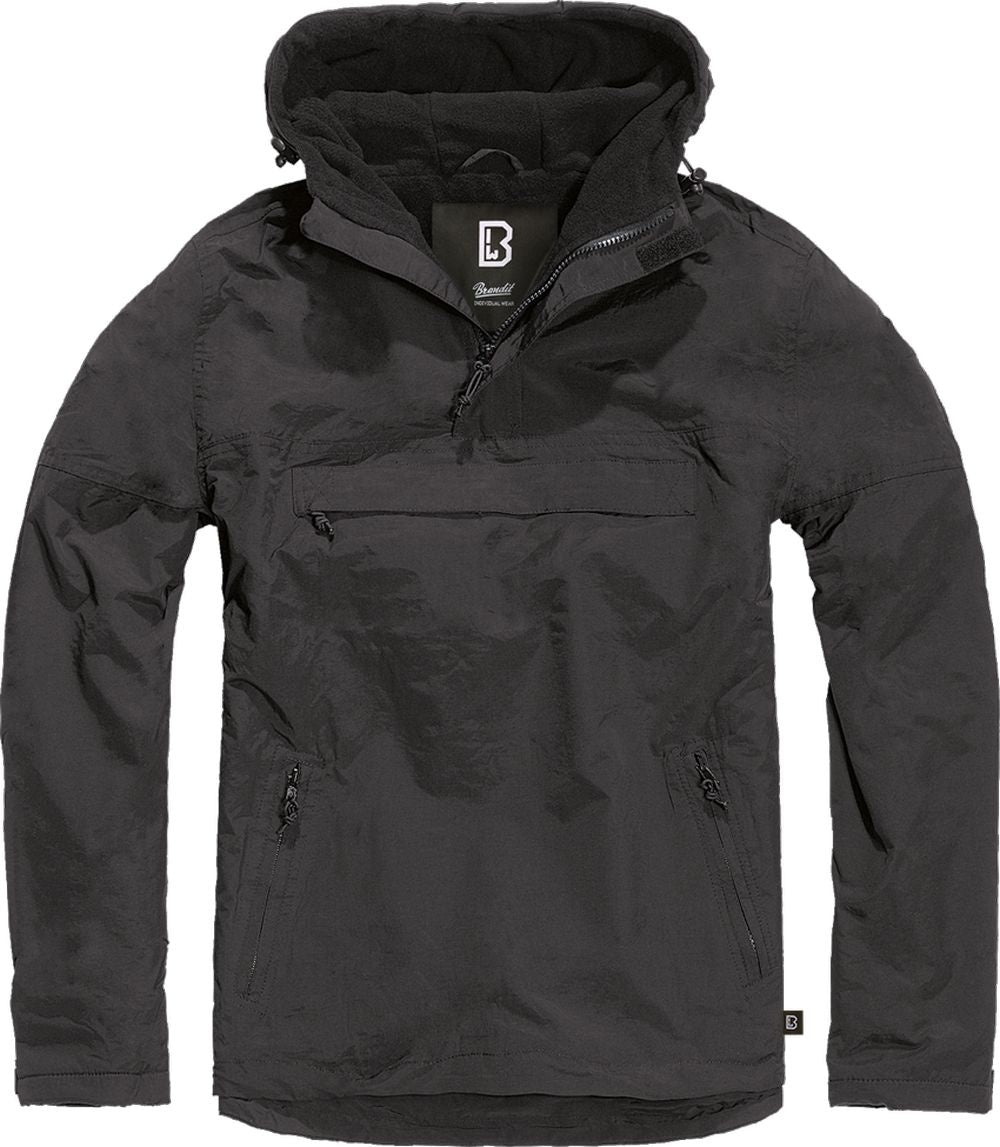 COUPE-VENT AVEC DOUBLURE EN POLAR ET COLLET À FERMETURE ÉCLAIR BRANDIT - NOIR / SMALL - VÊTEMENTS - MANTEAUX ET VESTES
