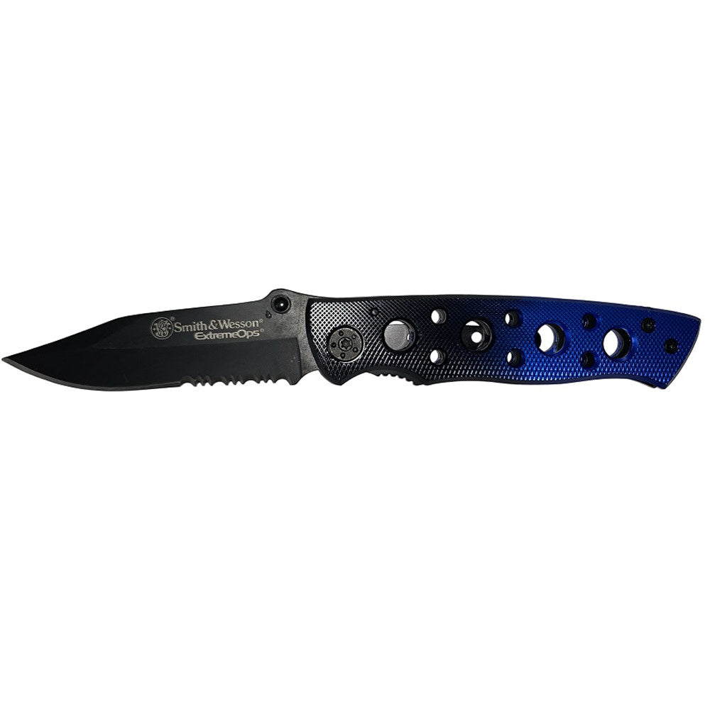 COUTEAU PLIANT SMITH & WESSON EXTREME OPS BLEU