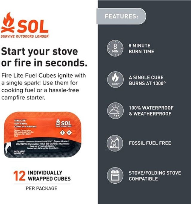 CUBES DE COMBUSTION - SURVIVE OUTDOORS LONGER - PLEIN AIR CAMPING ET SURVIE - ALLUME-FEU