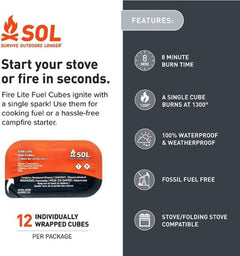 CUBES DE COMBUSTION - SURVIVE OUTDOORS LONGER - PLEIN AIR CAMPING ET SURVIE - ALLUME-FEU