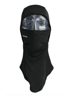 Cagoule Seirus LiteWave50 Hinged Headliner noire, vue de face avec le visage couvert