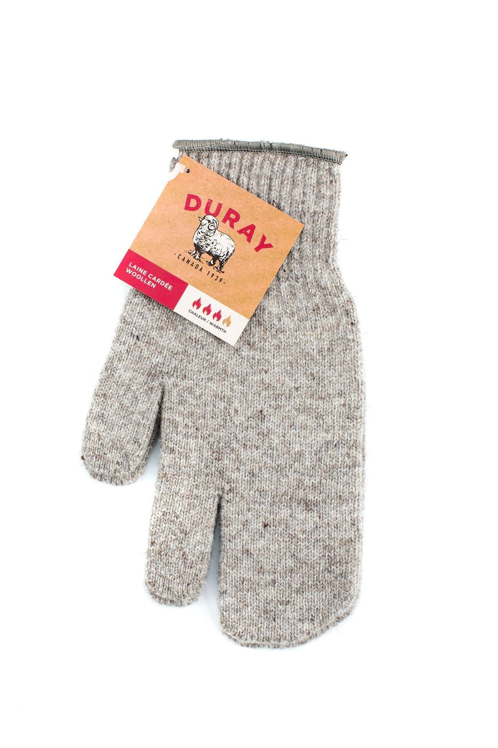 GANTS DE LAINE 3 DOIGTS GRANDE GRIS NATUREL