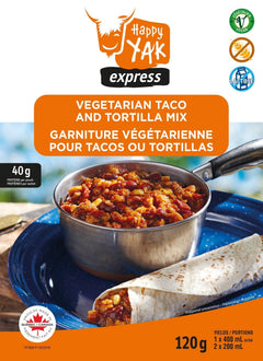 GARNITURE VÉGÉTARIENNE POUR TACOS OU TORTILLAS HAPPY YAK - PLEIN AIR CAMPING ET SURVIE - NOURRITURE