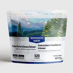GRUAU AU BEURRE D’ARACHIDE ET À LA BANANE - 1 PORTION - BACKPACKERS PANTRY - PLEIN AIR CAMPING ET SURVIE - NOURRITURE