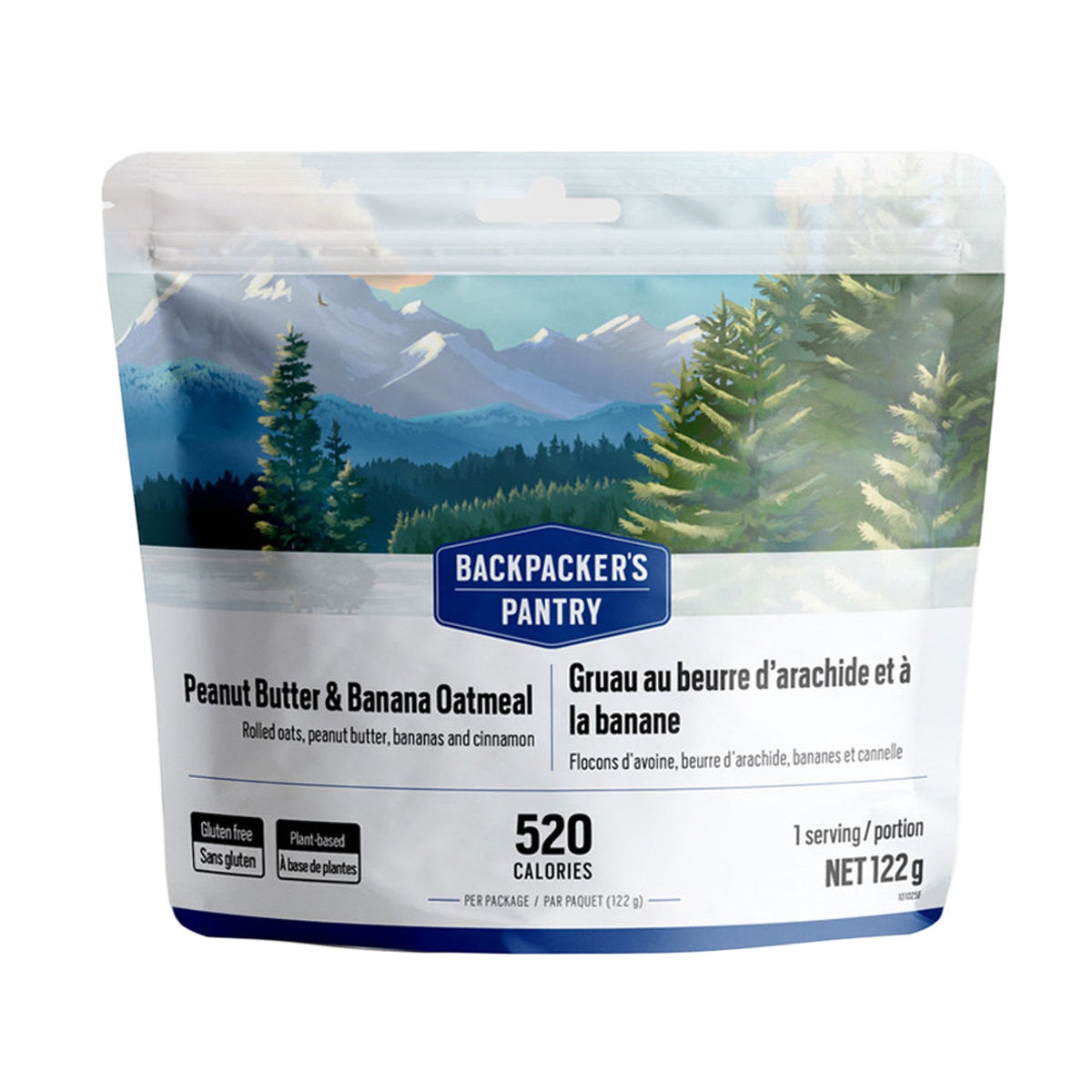 GRUAU AU BEURRE D’ARACHIDE ET À LA BANANE - 1 PORTION - BACKPACKERS PANTRY - PLEIN AIR CAMPING ET SURVIE - NOURRITURE