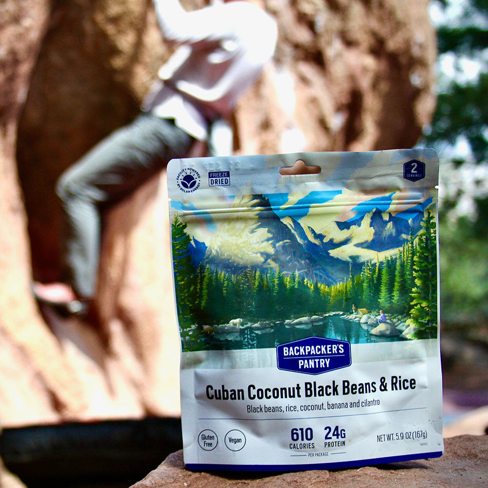 HARICOTS NOIRS À LA NOIX DE COCO ET RIZ GENRE CUBAIN - 1 PORTION - BACKPACKERS PANTRY - PLEIN AIR CAMPING ET SURVIE