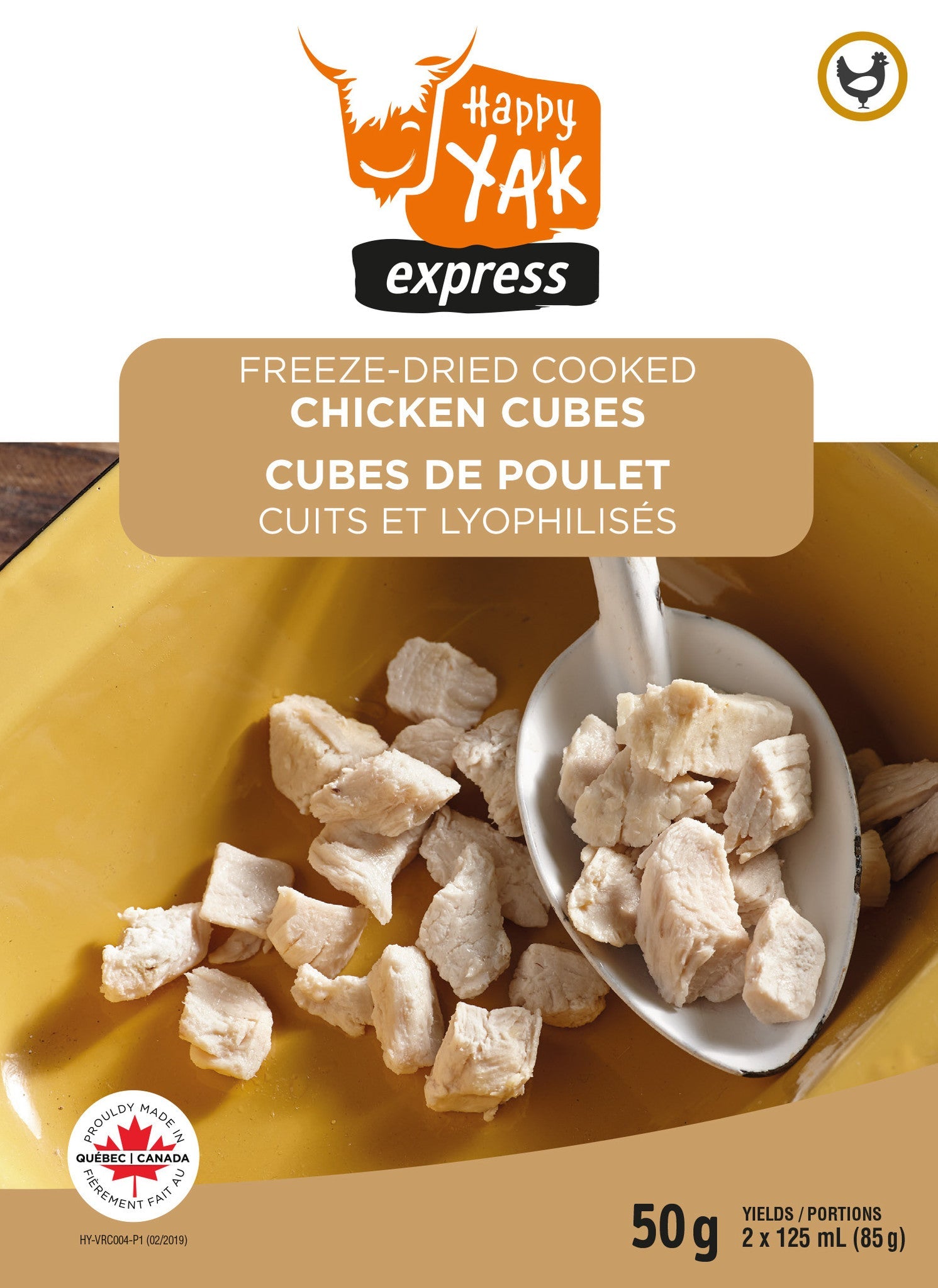 CUBES DE POULET CUITS ET LYOPHILISÉS (50 GR)