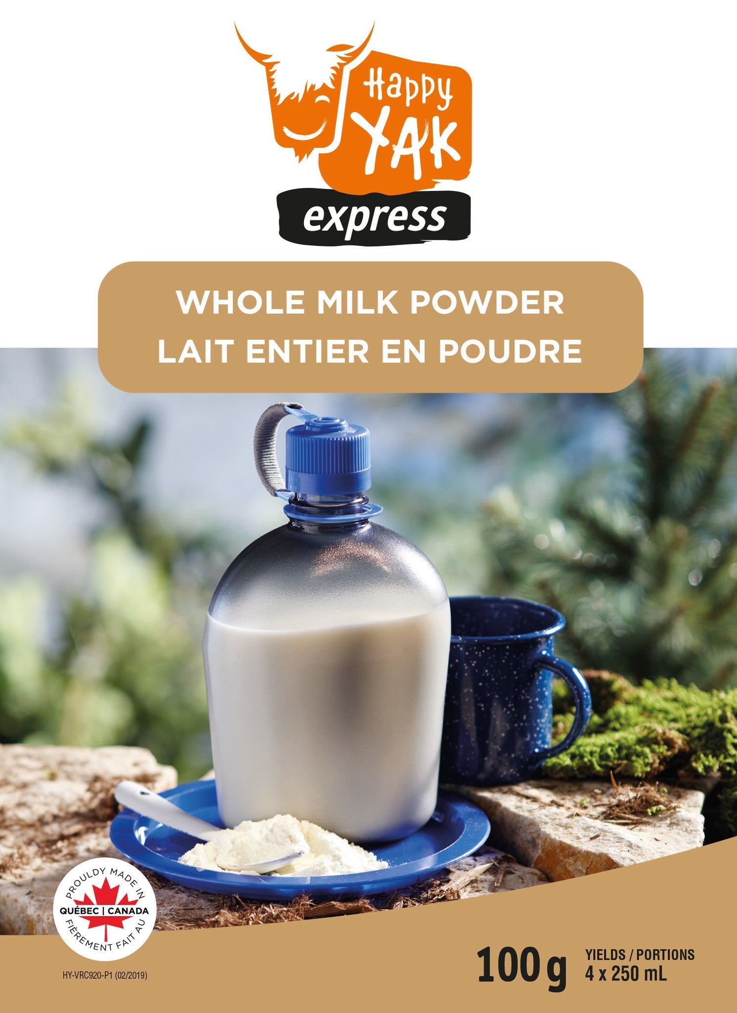 LAIT ENTIER EN POUDRE (100 GR) HAPPY YAK - PLEIN AIR CAMPING ET SURVIE - NOURRITURE