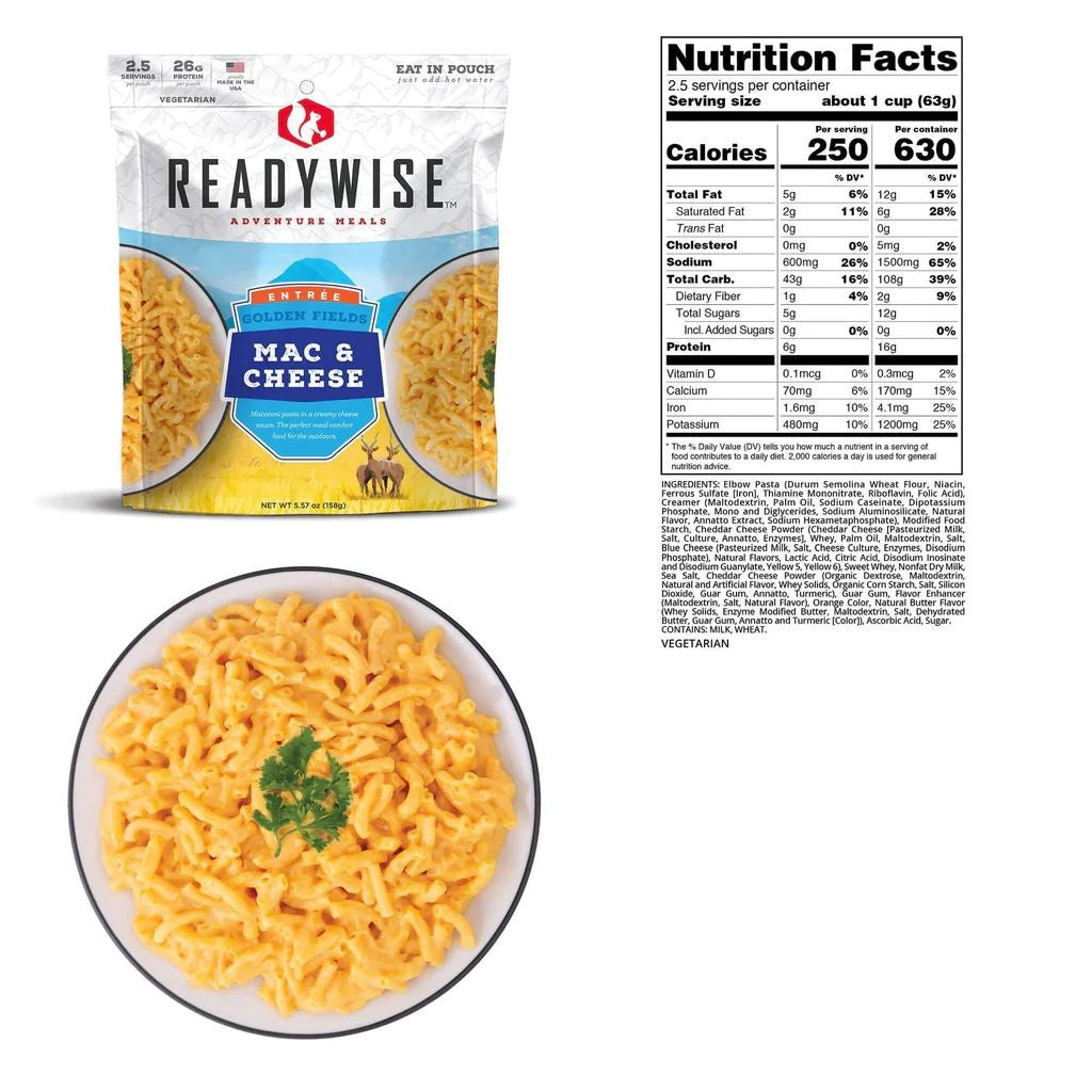 MACARONI AU FROMAGE READYWISE - PLEIN AIR CAMPING ET SURVIE - NOURRITURE