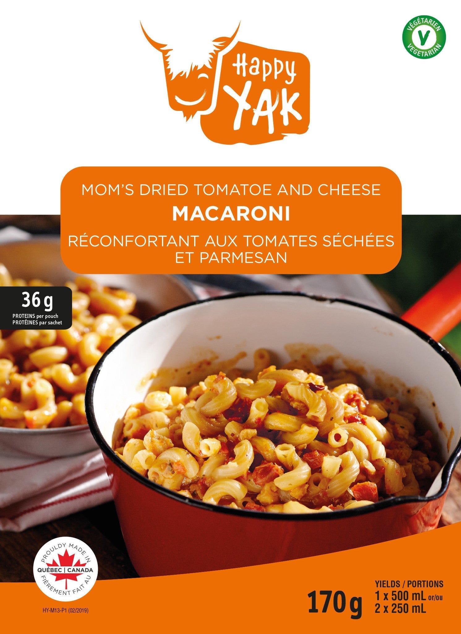 MACARONI RECONFORTANT AUX TOMATES SÉCHÉES ET PARMESAN HAPPY YAK - PLEIN AIR CAMPING ET SURVIE - NOURRITURE