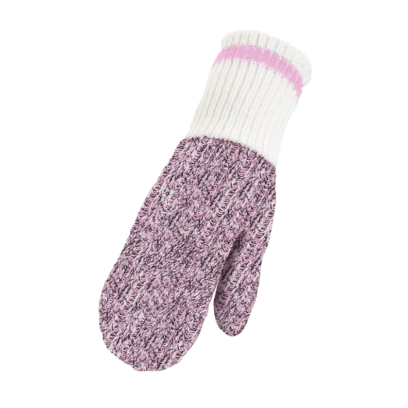 MITAINES MARBRÉES LAINE D’AGNEAU ET MÉRINOS - GRIS-ROSE PÂLE - GANTS ET MITAINES