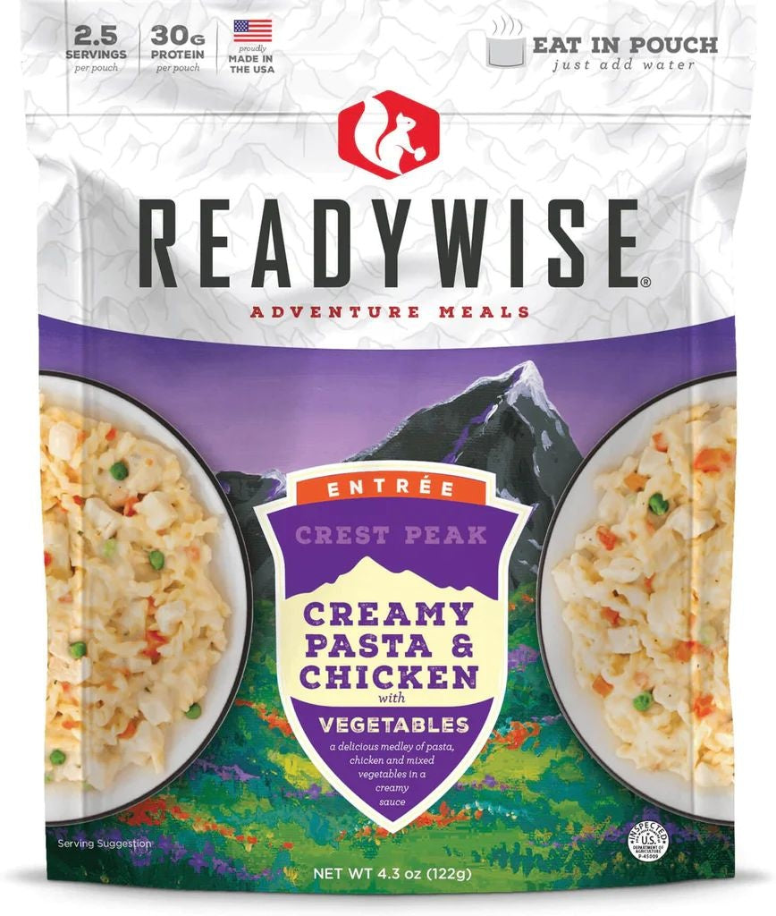 PÂTES CRÉMEUSES AU POULET READYWISE - PLEIN AIR CAMPING ET SURVIE - NOURRITURE