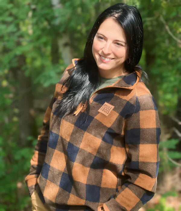 POLAR ZIP À CARREAUX BRUN POUR FEMME POULE DES BOIS - VÊTEMENTS - VÊTEMENTS POUR FEMME