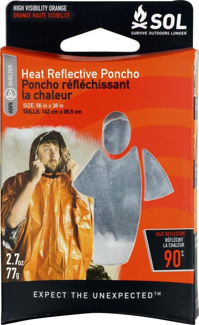 PONCHO RÉFLÉCHISSANT LA CHALEUR - SURVIVE OUTDOORS LONGER - PLEIN AIR CAMPING ET SURVIE - COUVERTURES ET ABRIS