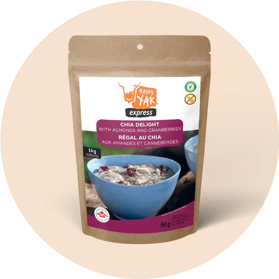 RÉGAL AU CHIA AUX AMANDES ET CANNEBERGES HAPPY YAK - PLEIN AIR CAMPING ET SURVIE - NOURRITURE