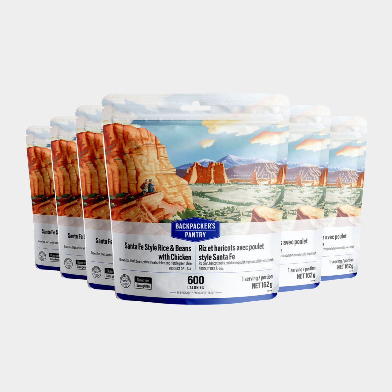 RIZ ET HARICOTS AVEC POULET STYLE SANTA FE - 1 PORTION - BACKPACKERS PANTRY - PLEIN AIR CAMPING ET SURVIE - NOURRITURE