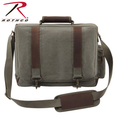 SAC POUR ORDINATEUR PORTABLE EN CANVAS AVEC INSERTION DE CUIR - KAKI - SACS ET RANGEMENT - SACS BANDOUILÈRE