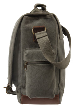 SAC POUR ORDINATEUR PORTABLE EN CANVAS AVEC INSERTION DE CUIR - KAKI - SACS ET RANGEMENT - SACS BANDOUILÈRE