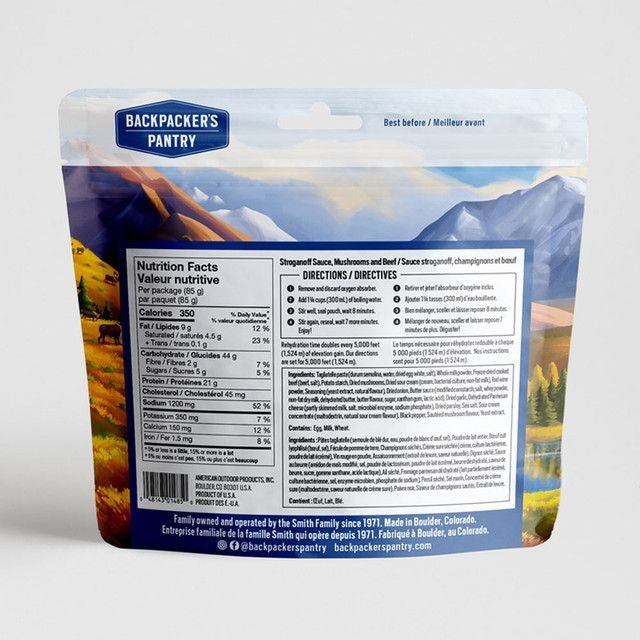 SAUCE STROGANOFF CHAMPIGNONS ET BOEUF - 1 PORTION - BACKPACKERS PANTRY - PLEIN AIR CAMPING ET SURVIE - NOURRITURE