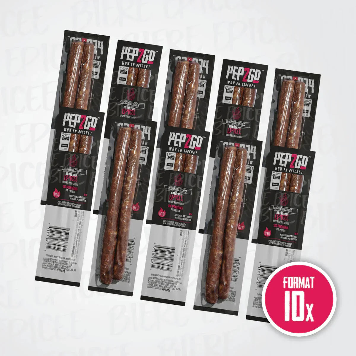 SAUCISSON SEC PEP2GO BIÈRE ÉPICÉE - PLEIN AIR CAMPING ET SURVIE - NOURRITURE