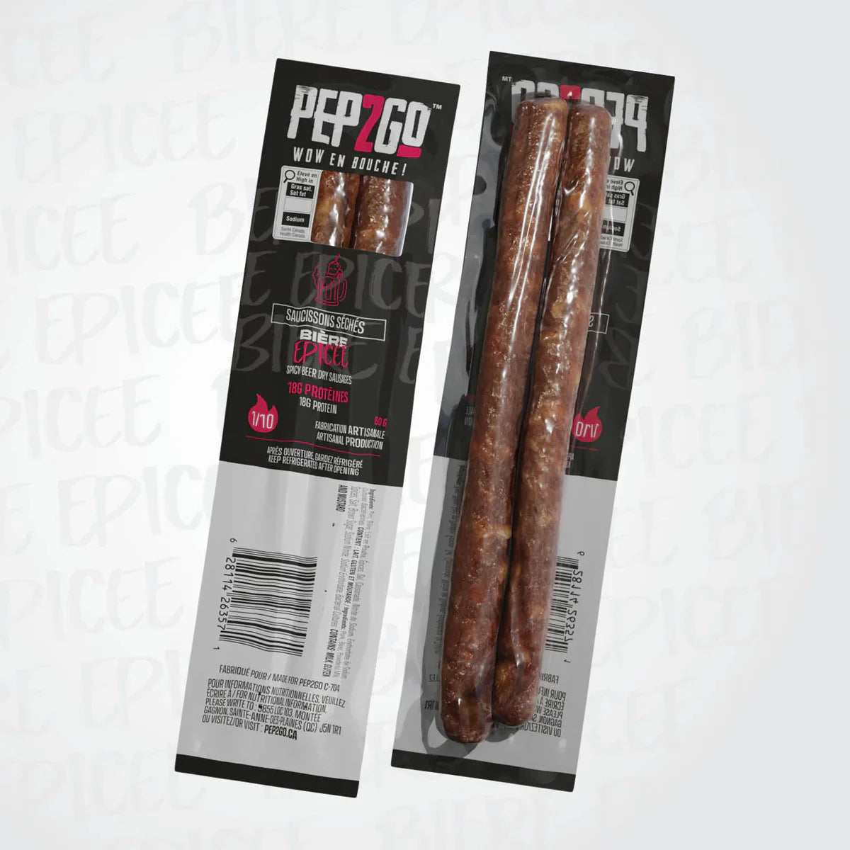 SAUCISSON SEC PEP2GO BIÈRE ÉPICÉE - PLEIN AIR CAMPING ET SURVIE - NOURRITURE