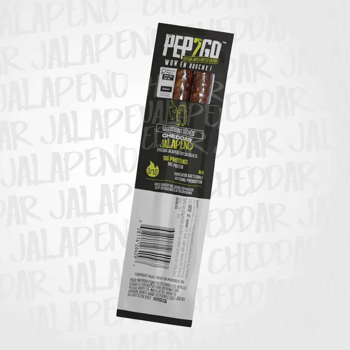 SAUCISSON SEC PEP2GO CHEDDAR ET JALAPEÑO - PLEIN AIR CAMPING ET SURVIE - NOURRITURE