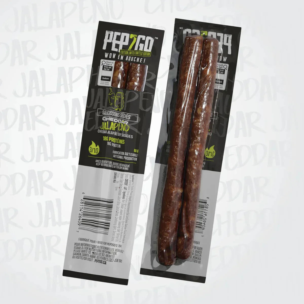 SAUCISSON SEC PEP2GO CHEDDAR ET JALAPEÑO - PLEIN AIR CAMPING ET SURVIE - NOURRITURE