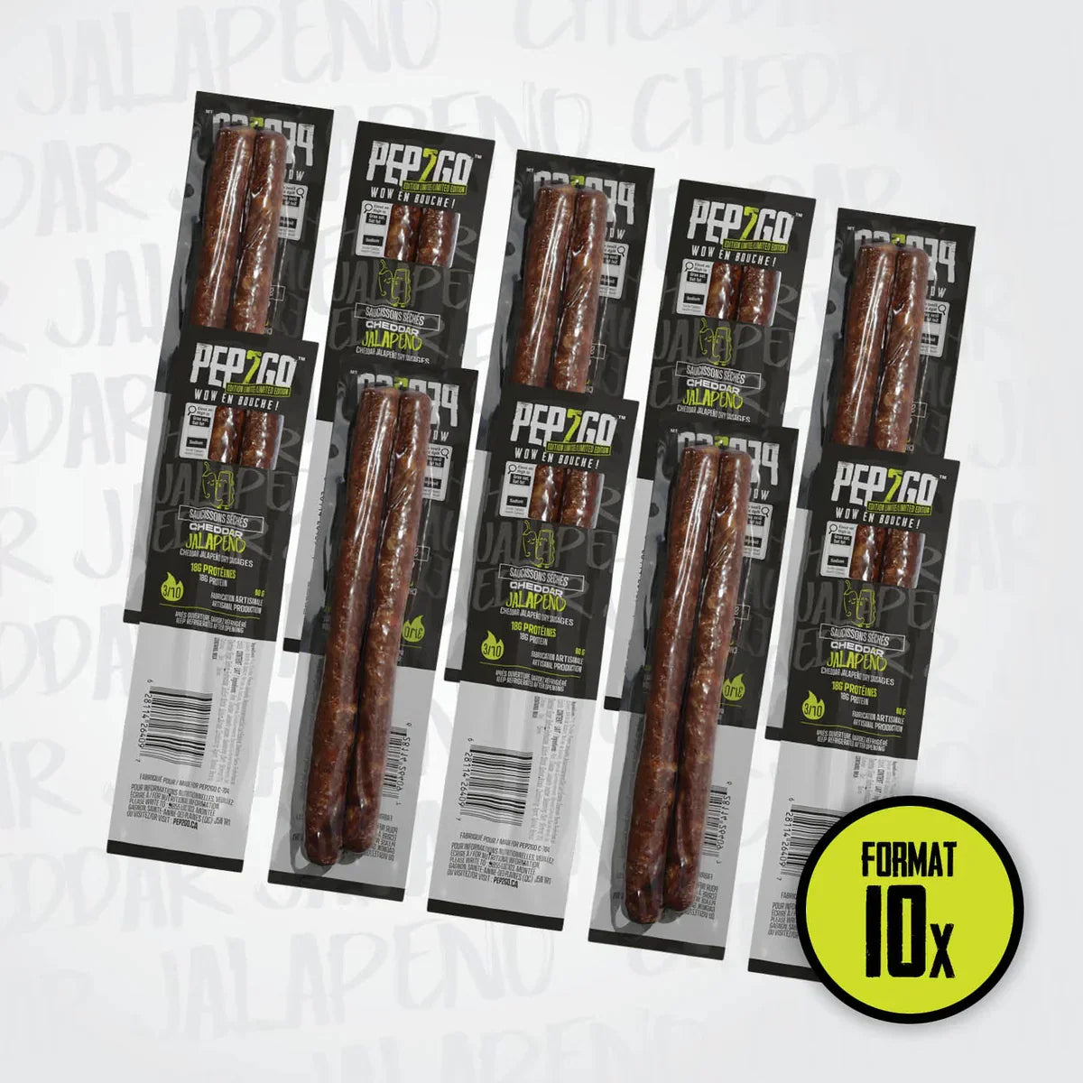 SAUCISSON SEC PEP2GO CHEDDAR ET JALAPEÑO - PLEIN AIR CAMPING ET SURVIE - NOURRITURE