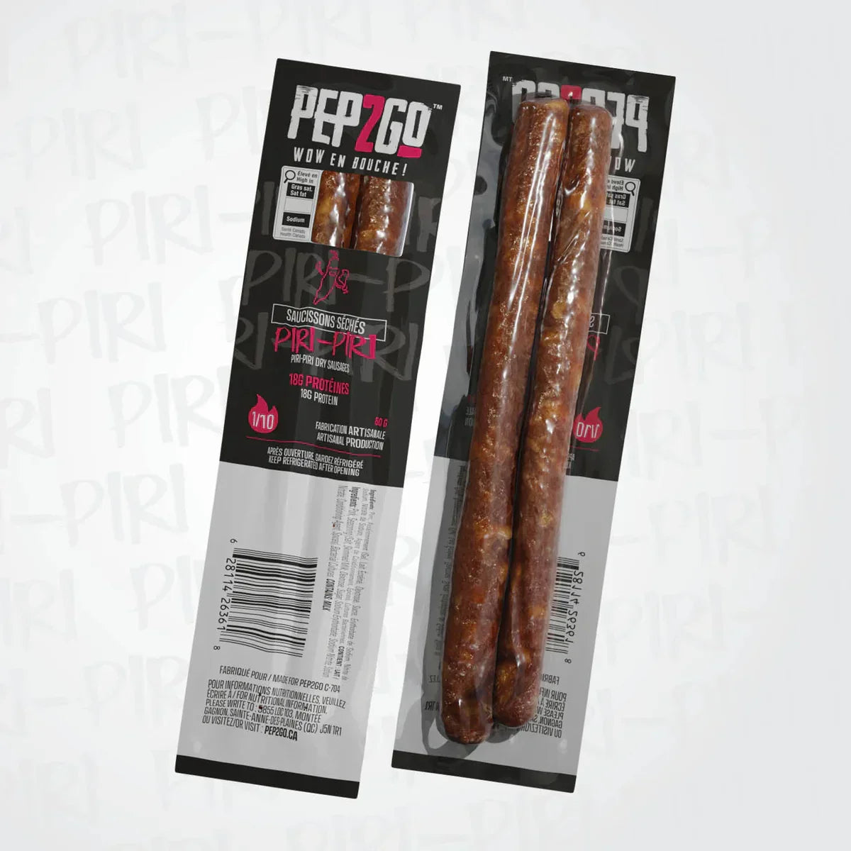SAUCISSON SEC PEP2GO PIRI-PIRI - PLEIN AIR CAMPING ET SURVIE - NOURRITURE