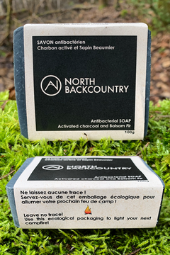 SAVON ANTIBACTÉRIEN CHARBON ACTIVÉ ET SAPIN BAUMIER NBC - PLEIN AIR CAMPING ET SURVIE - HYGIÈNE