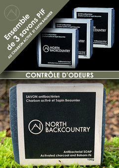 SAVON ANTIBACTÉRIEN CHARBON ACTIVÉ ET SAPIN BAUMIER NBC - PLEIN AIR CAMPING ET SURVIE - HYGIÈNE