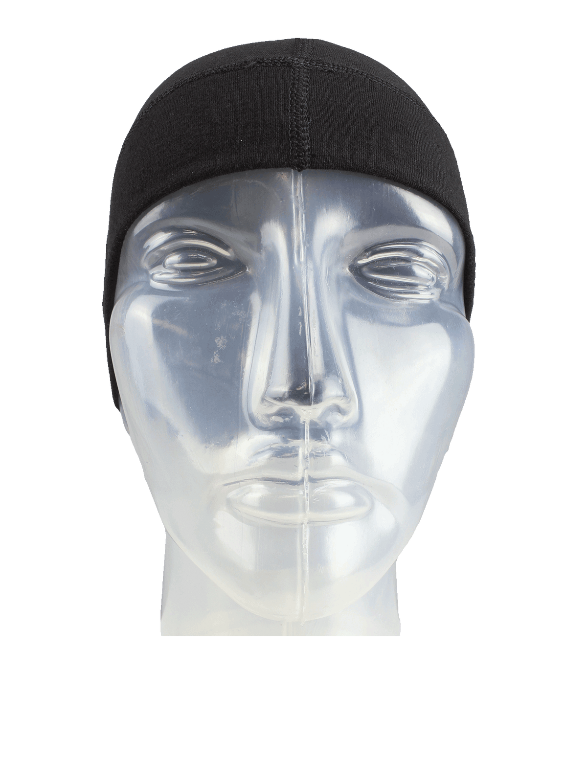 Sous-casque Thermax Skull Liner porté sur la tête, vue de face