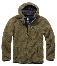 VESTE EN POLAR À CAPUCHON DE TYPE TEDDY BRANDIT - VERT OLIVE / 2X-LARGE - VÊTEMENTS - VESTES EN POLAR