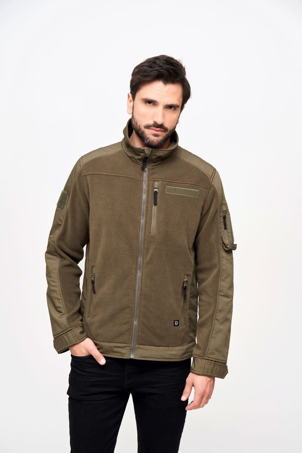 VESTE EN POLAR ET TISSU RIPSTOP BRANDIT