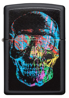 ZIPPO NOIR AVEC CRÂNE MULTICOLORE - PLEIN AIR CAMPING ET SURVIE - BRIQUETS